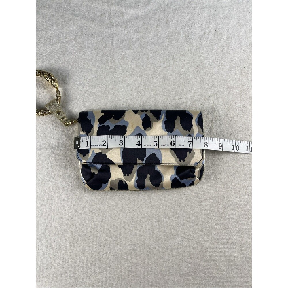 Roberto Cavalli Multicolor Leopard Print Satin Serpent Bracelet Wristlet Clutch - Picture 14 of 16